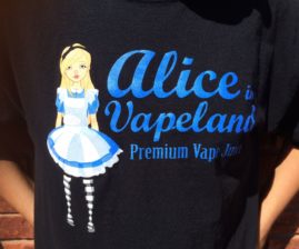 alice on a crisp black tee