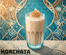 a tall glass of creamy horchata