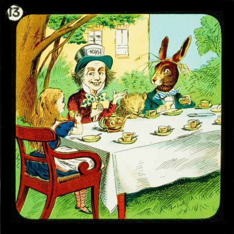Alice, Hatter and co at the tea table